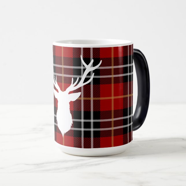 Christmas Deer Red Plaid Festive Mug (Front Right)