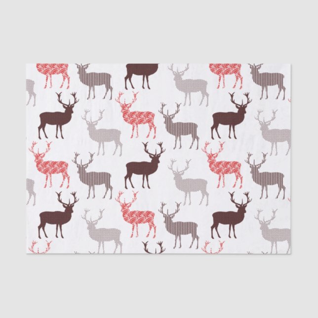 Christmas Deer / Reindeer Decorative Pattern Tissue Paper (Front)