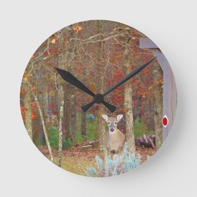 Christmas Deer Round Clock (Front)