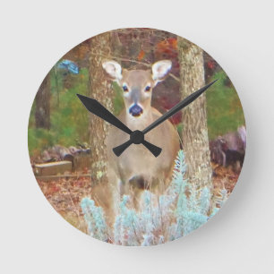 Christmas Deer Round Clock