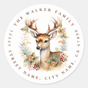 Christmas Deer Round Stickers