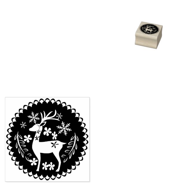 Christmas Deer  Rubber Stamp (Stamped)