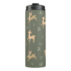Christmas Deer Seamless Pattern Thermal Tumbler