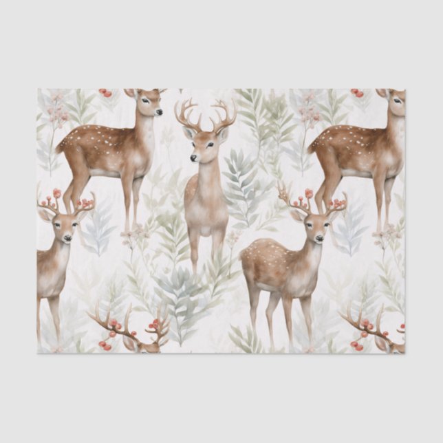 Christmas Deer Seamless Pattern Tissue Paper (Front)