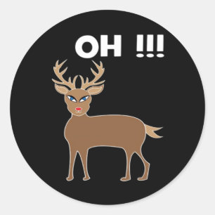 Christmas Deer Season Cute Festive Retro Style Classic Round Sticker