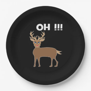 Christmas Deer Season Cute Festive Retro Style Paper Plate