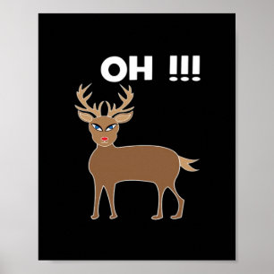 Christmas Deer Season Cute Festive Retro Style  Poster