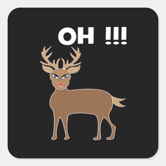 Christmas Deer Season Cute Festive Retro Style  Square Sticker (Front)