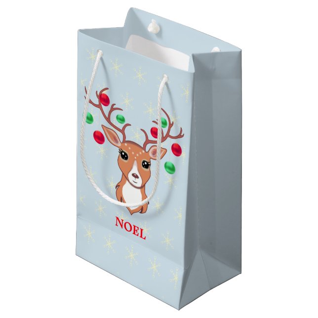 Christmas Deer Small Gift Bag (Front Angled)