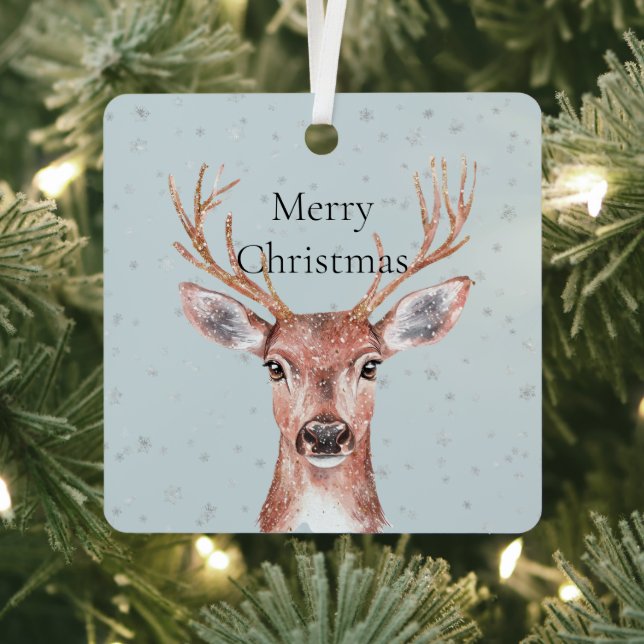 Christmas Deer Snow Metal Tree Decoration (Insitu)