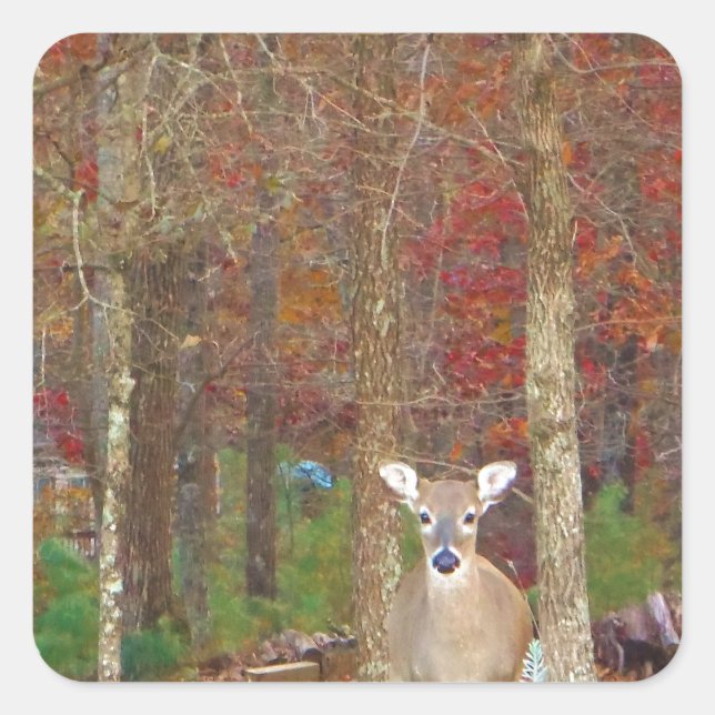 Christmas Deer Square Sticker (Front)