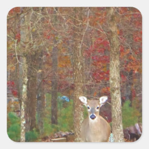 Christmas Deer Square Sticker
