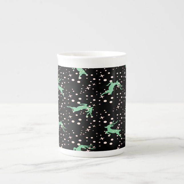 Christmas Deer Star Winter Pattern  Bone China Mug (Front)
