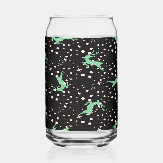 Christmas Deer Star Winter Pattern  Can Glass (Front)