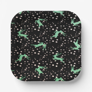Christmas Deer Star Winter Pattern  Paper Plate