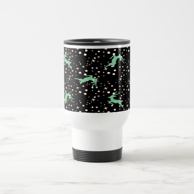 Christmas Deer Star Winter Pattern  Travel Mug (Center)