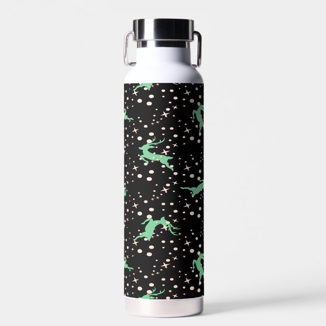 Christmas Deer Star Winter Pattern  Water Bottle (Front)