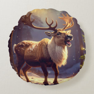 Christmas DEER TO SANTA'S HEART Round Cushion