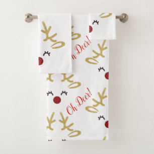 Christmas Deer towel set, Holidays Bathroom decor