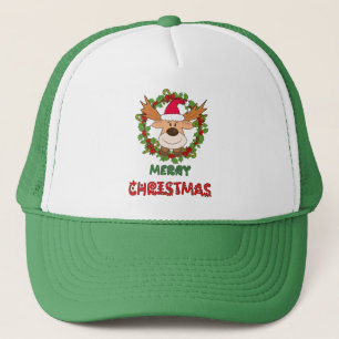 Christmas deer trucker hat