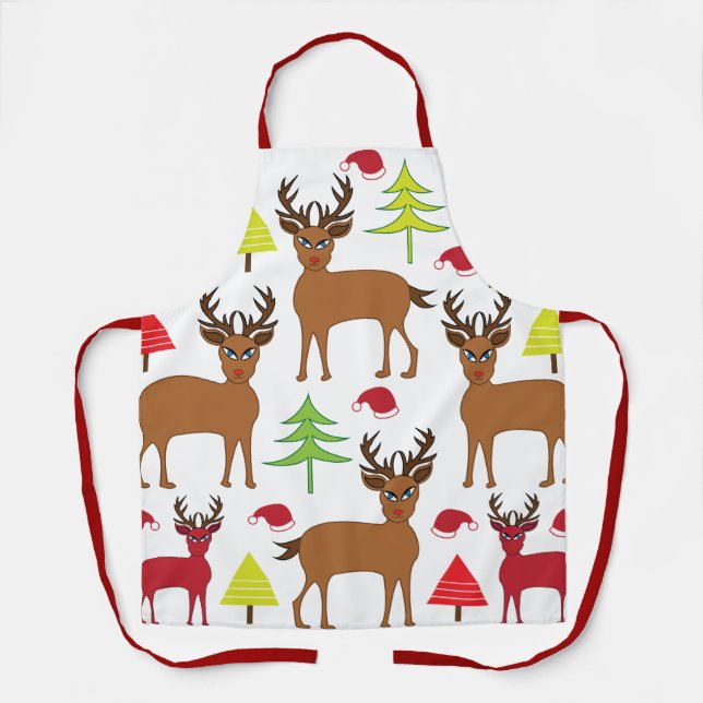 Christmas Deer Winter Christmas Apron (Front)