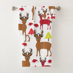 Christmas Deer Winter Festive Christmas Bath Towel Set