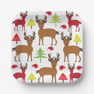 Christmas Deer Winter Holiday Paper Plate