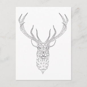 Christmas deer with abstract geometric pattern holiday postcard