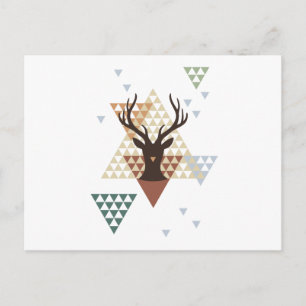 Christmas deer with abstract geometric pattern holiday postcard
