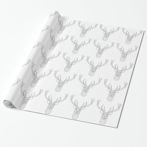 Image of Christmas deer with abstract geometric pattern Wrapping Paper