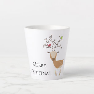 Christmas Deer with Birds Latte Mug