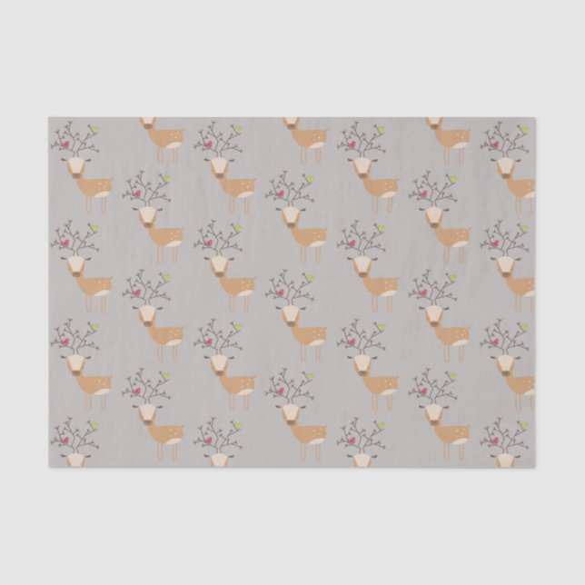 Christmas Deer with Birds Tissue Paper (Front)