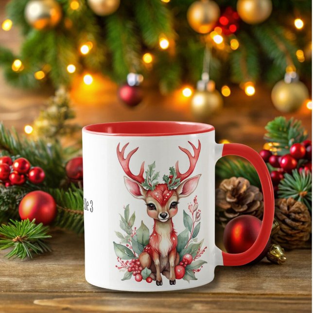 Christmas Deer with Holly Coffee Mug (Creator Uploaded)