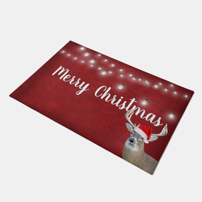 Christmas Deer With Lights  Doormat (Angled)
