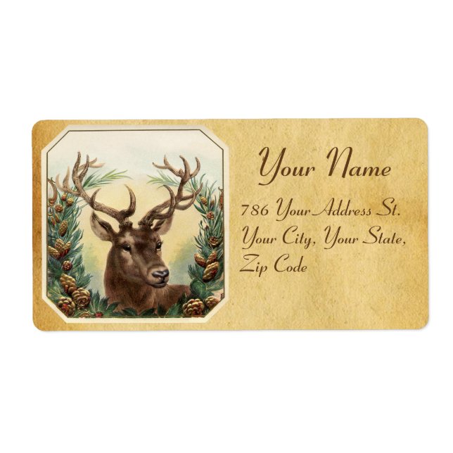 CHRISTMAS DEER WITH PINE CONES CROWN PARCHMENT (Front)