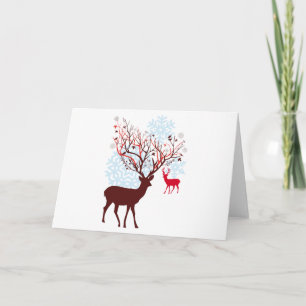 Christmas Deer with tree branch antlers Holiday Card