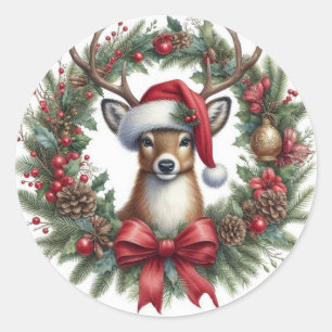 Christmas Deer Wreath Sticker