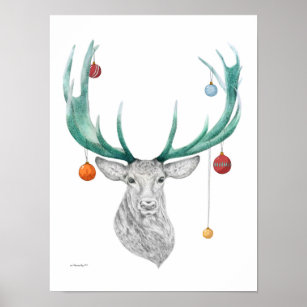 Christmas deer, Xmas, Holiday, New year 2015 Poster