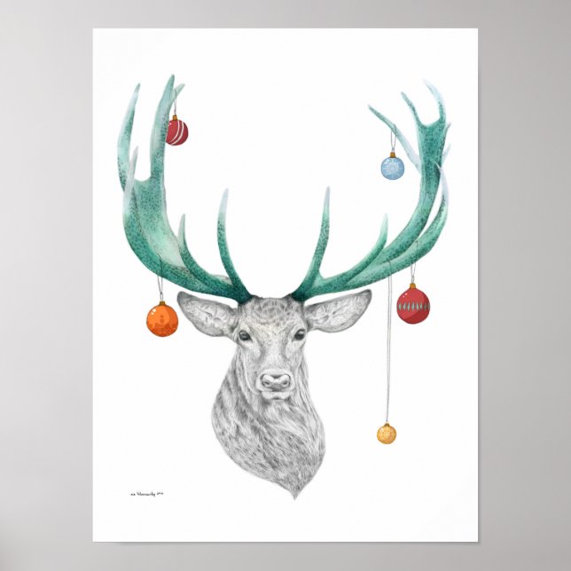 Christmas deer, Xmas, Holiday, New year 2015 Poster (Front)