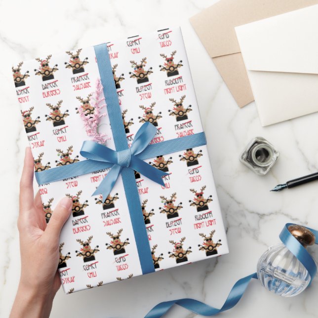 Christmas Deers on Motorcycles Wrapping Paper (Gifting)