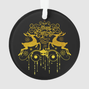 Christmas Deers Silhouettes Ornament
