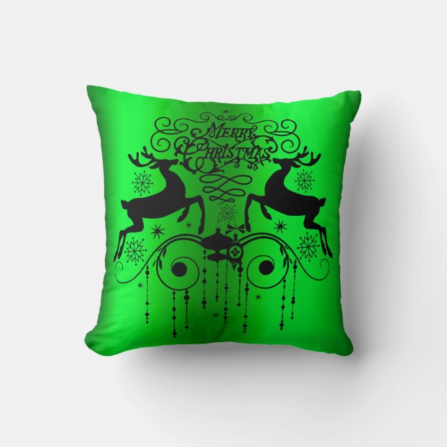 Christmas Deers Slhouettes Decorative Throw Pillow (Front)