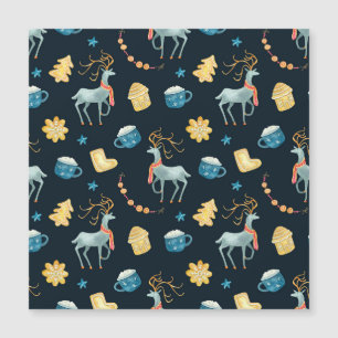 Christmas Deers: Watercolor Seamless Pattern