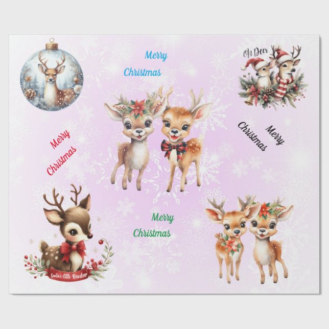 Christmas Deers Wrapping Paper (Flat)