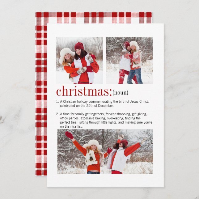 Christmas Definition 3 Photo Holiday Card (Front/Back)