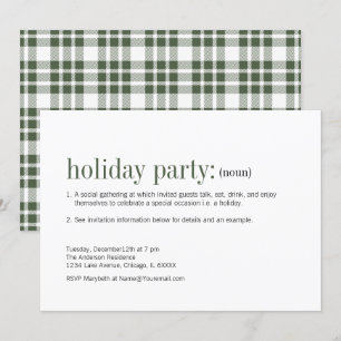 Christmas Definition Green Holiday Party Invitation