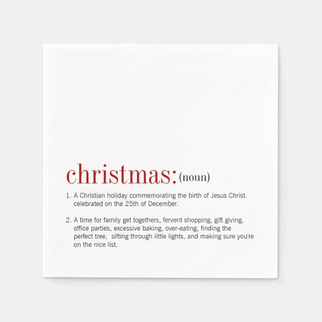 Christmas Definition Holiday Napkin (Front)