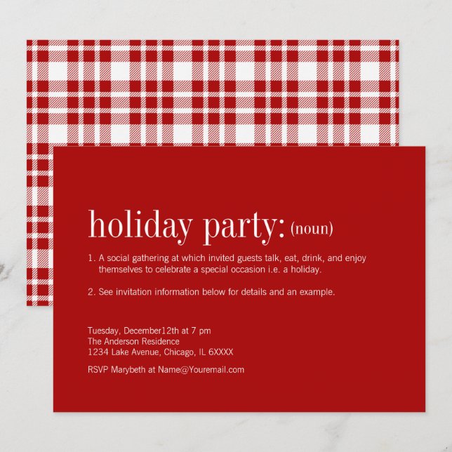 Christmas Definition Holiday Party Invitation (Front/Back)