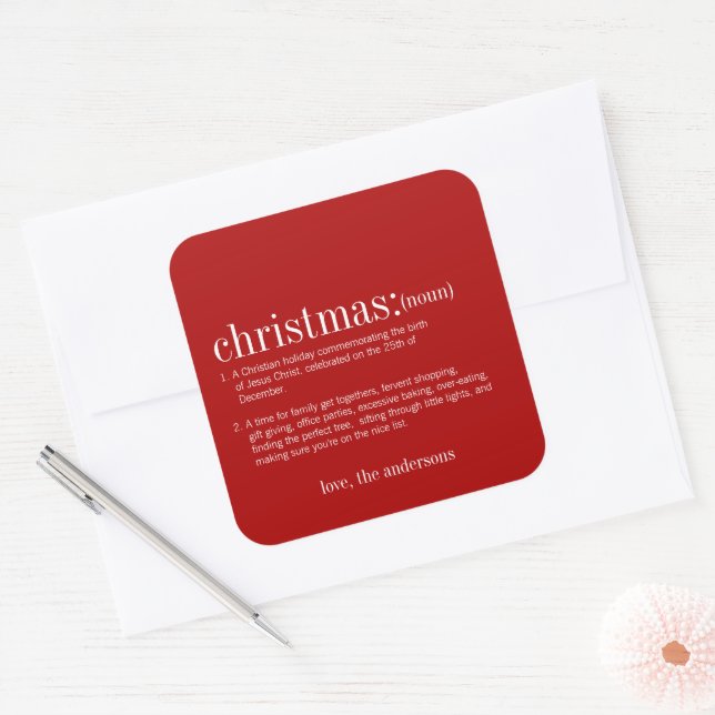 Christmas Definition Holiday Square Sticker (Envelope)