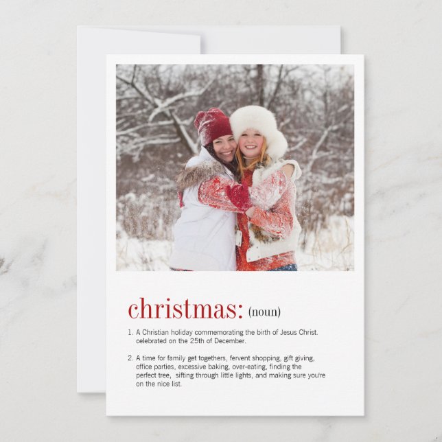 Christmas Definition Photo Holiday Card (Front)